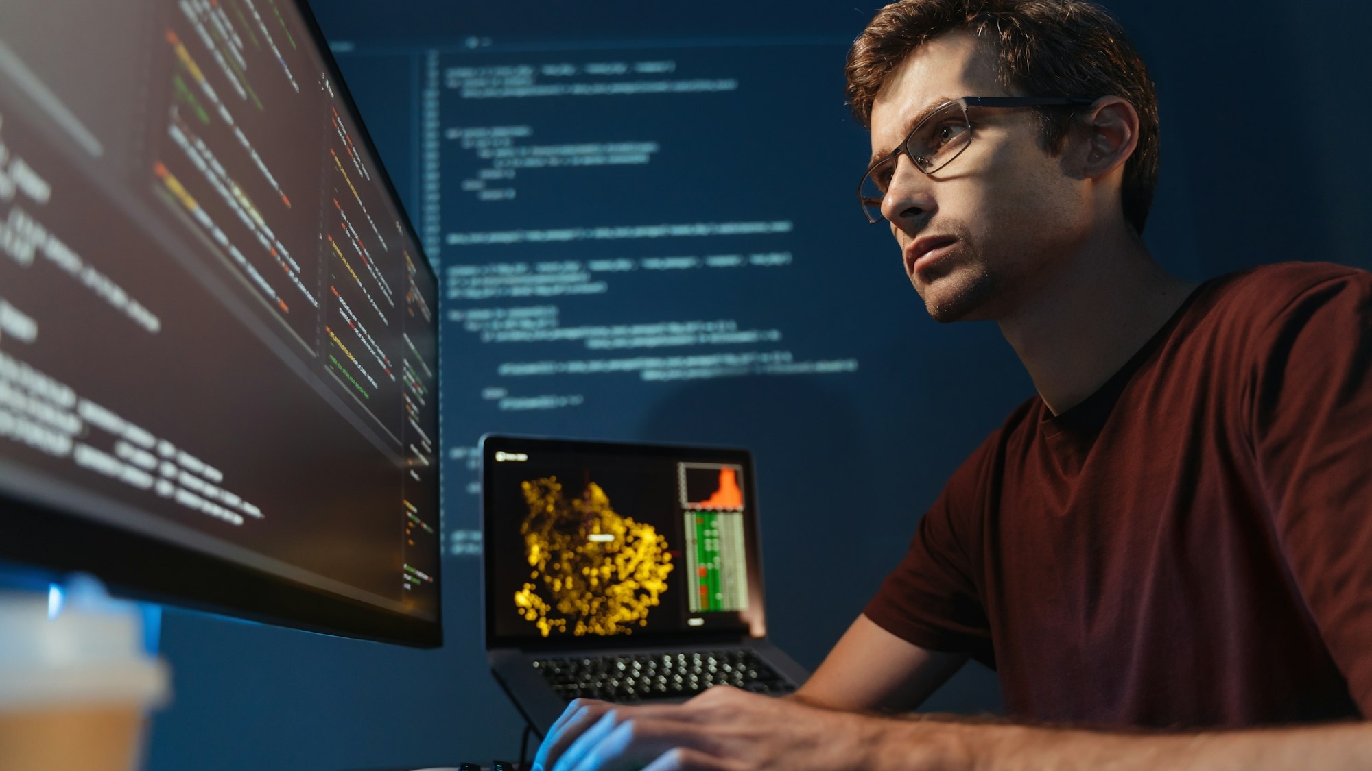 Closeup portrait of handsome IT support specialist