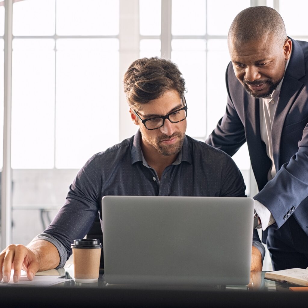 Leadership working with his employee