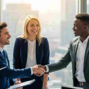 A business owner and a Mint microsoft specialist conclude an agreement with a handshake