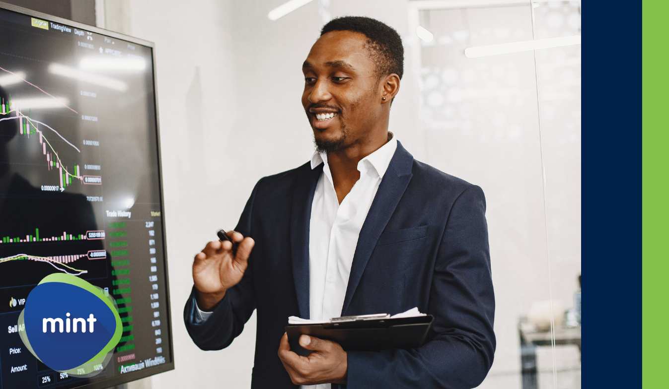 A Mint data analyst presenting a solution