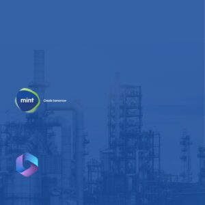 Digital Transformation and Compliance Automation case study featured image showing mining operation with Mint and Microsoft 365 logos overlay
