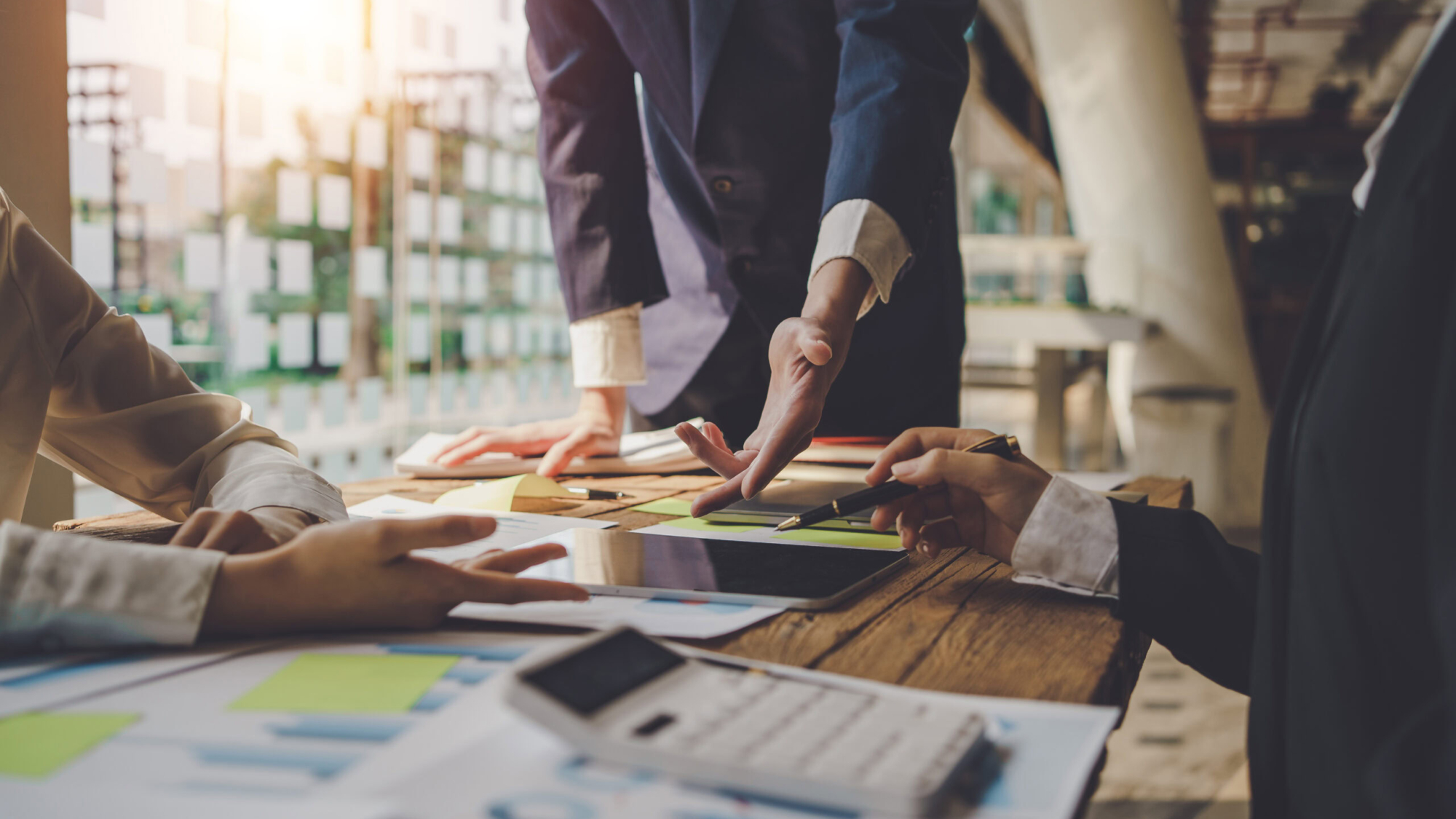 Teamwork process, business people discussing planning strategy new business development and ideas at meeting.