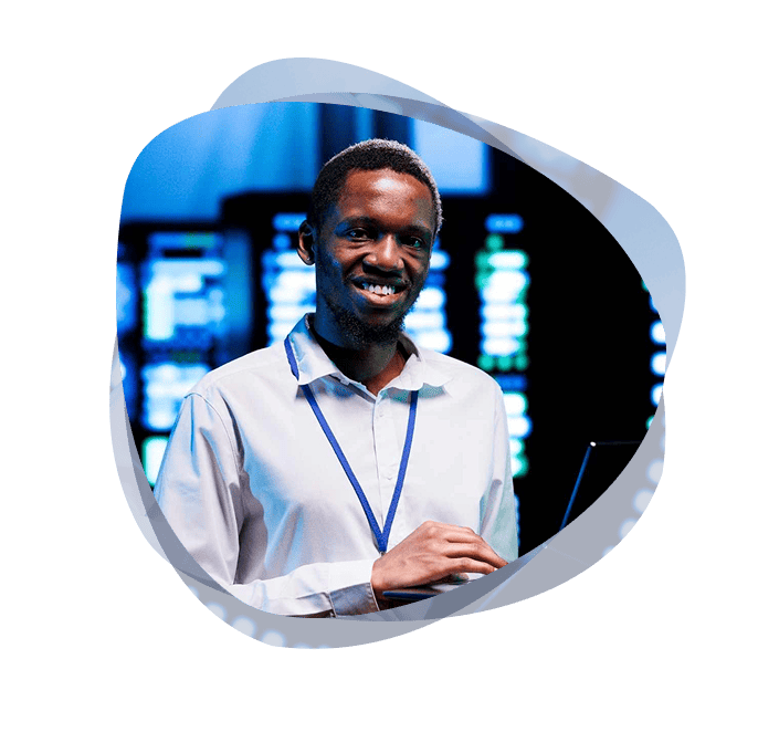 Microsoft cloud migration consultant smiling.