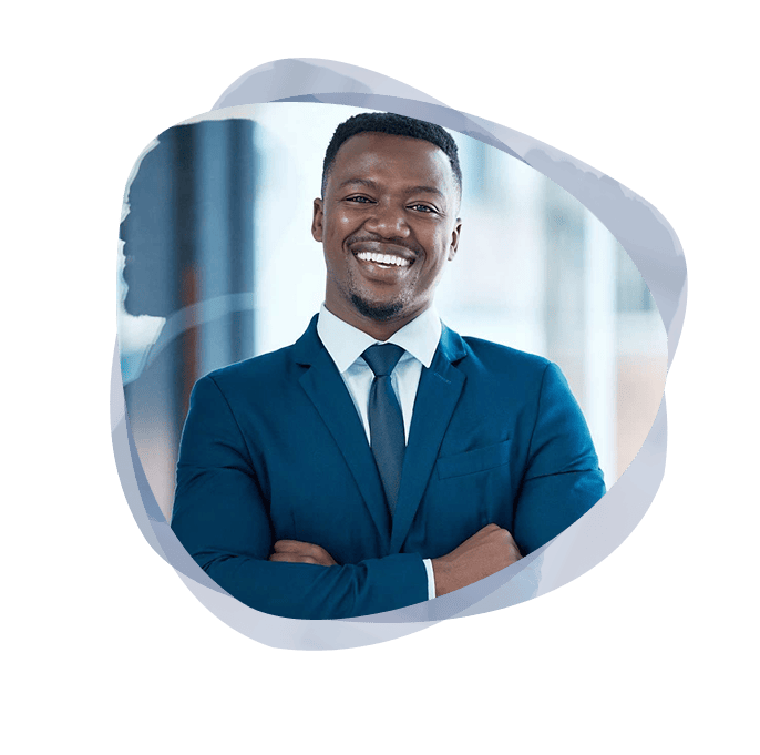 A Digital Transformation specialist from the Mint Group smiling and wearing a blue suit.