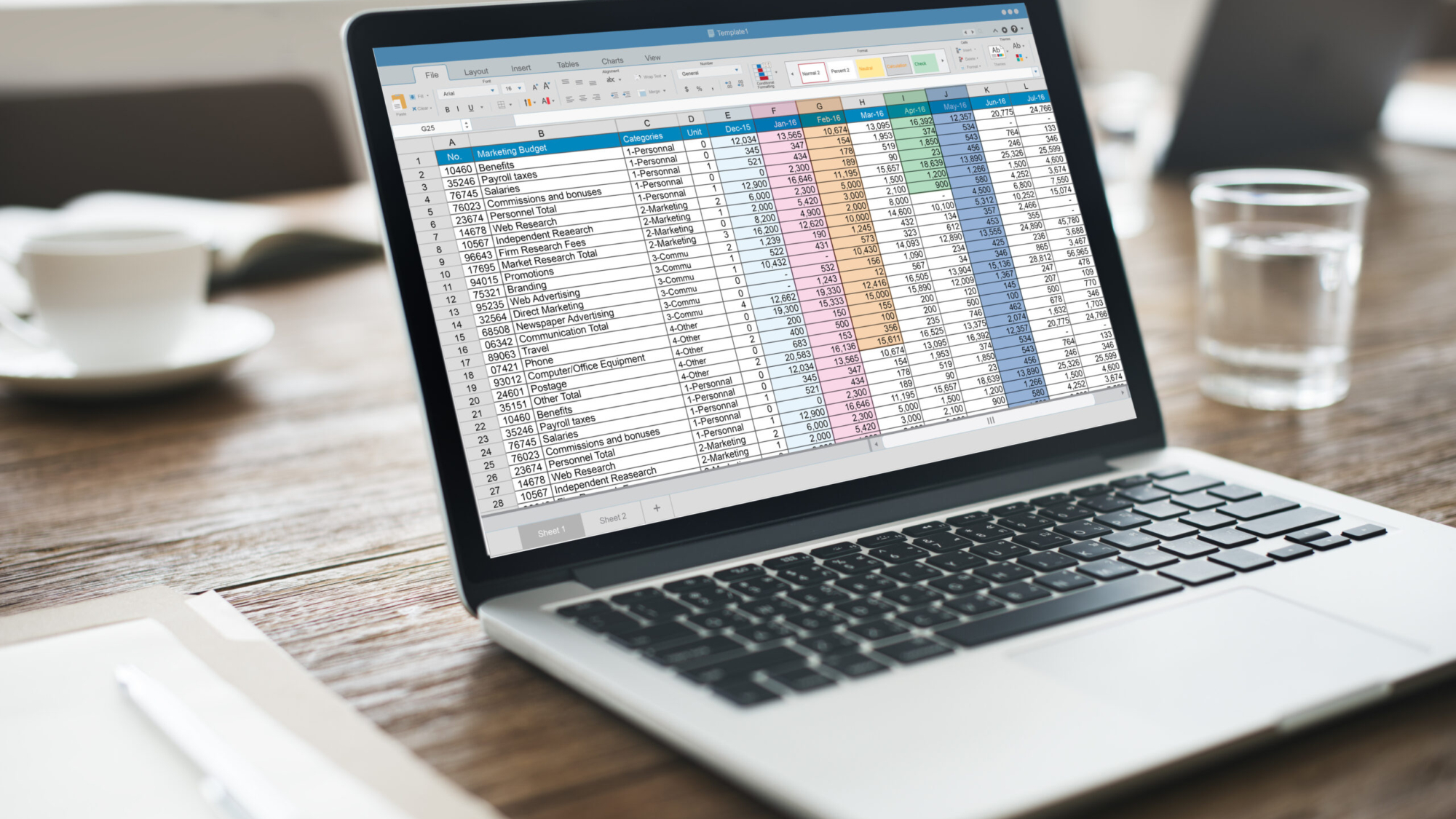 Spreadsheet Document Information Financial Startup Concept